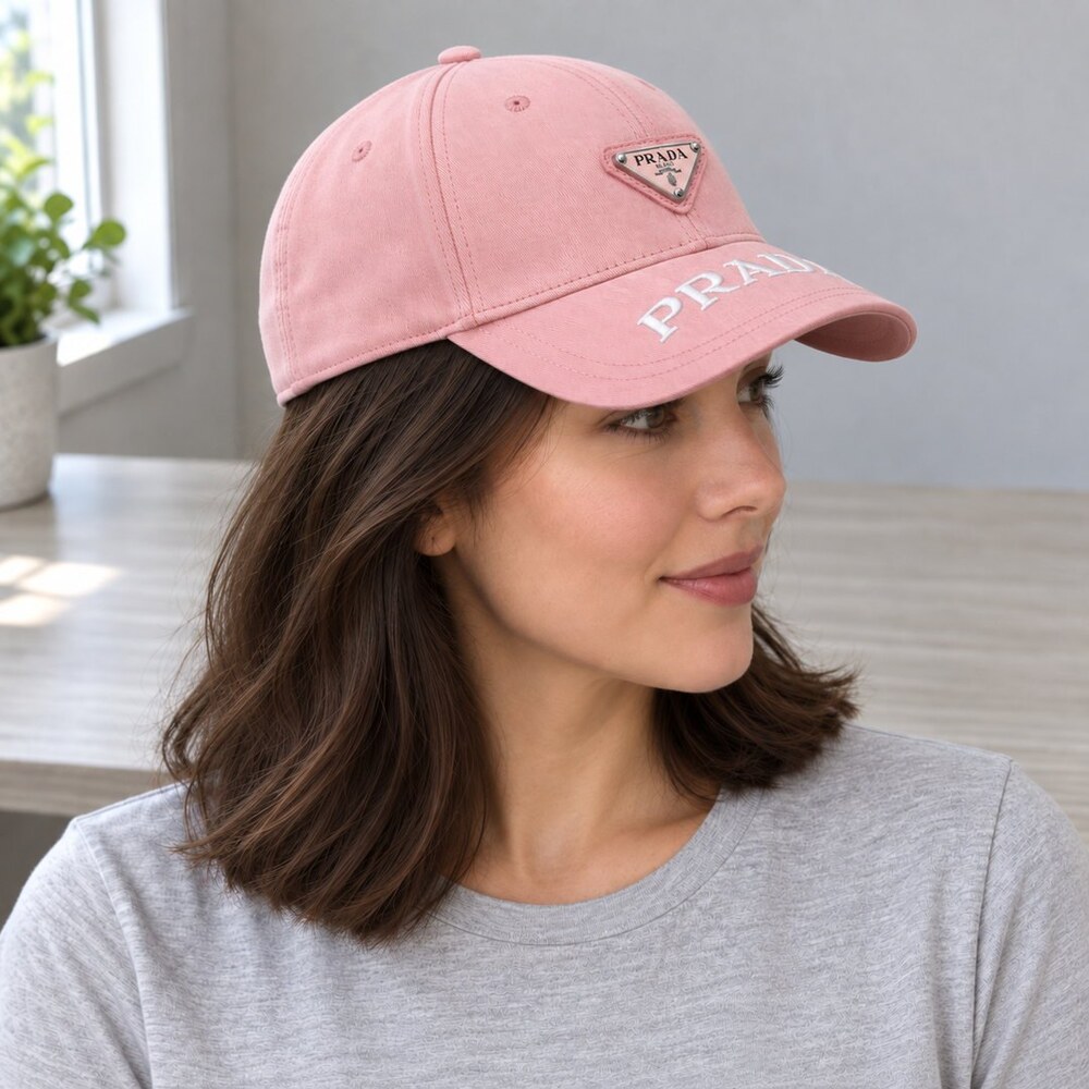 Prada Pink Cap with Embroidered Brim - Picture 3 of 6